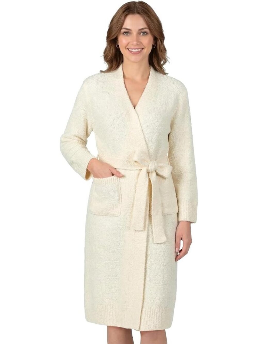 Cozy Plush Bathrobe for Women, Soft Fuzzy Robe with Pockets - Premium Comfort